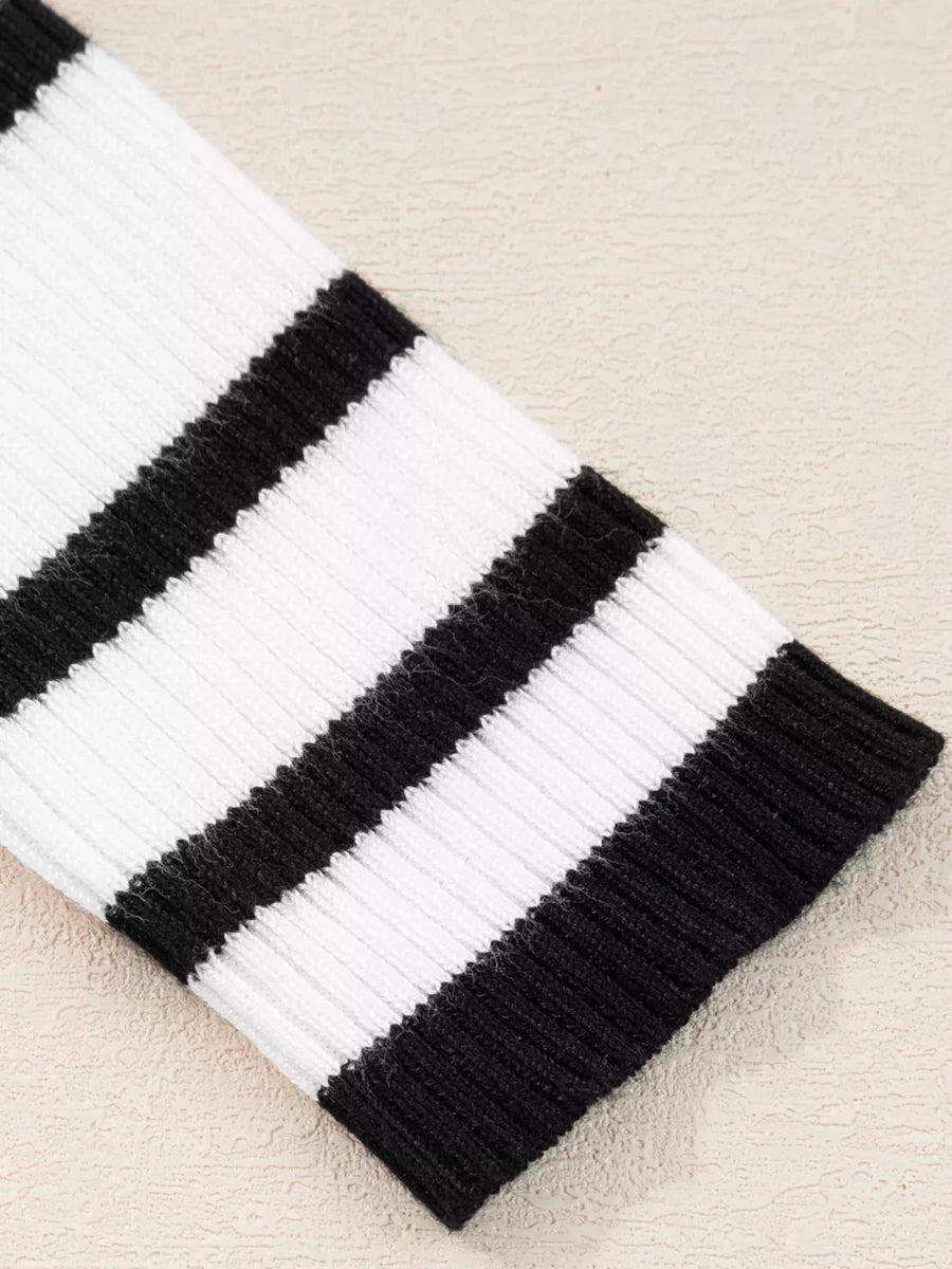 Scalloped Neckline Striped Ribbed Knit Top | The PM Edit - The PM Edit