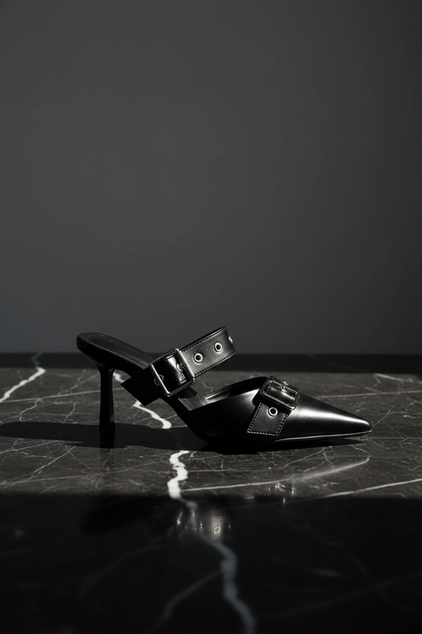 Black Buckle Mule - Hero Shot