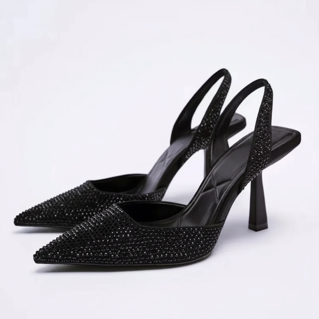 Black Rhinestone Pumps