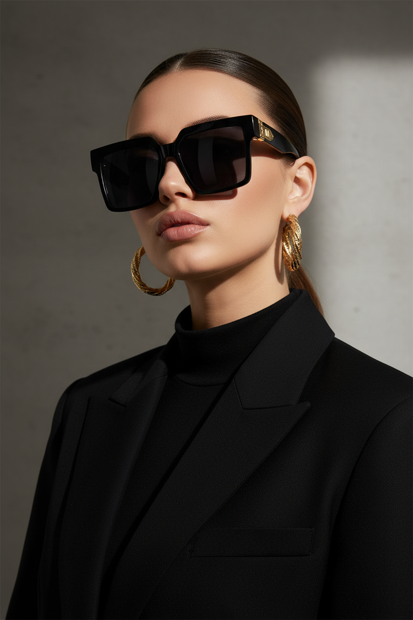 Black Square Sunglasses Editorial