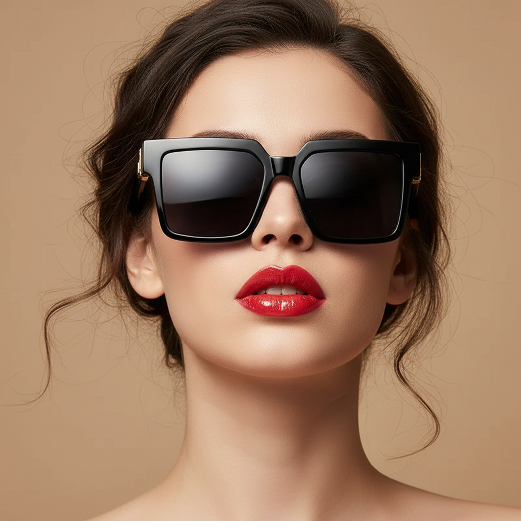Black Square Sunglasses Portrait