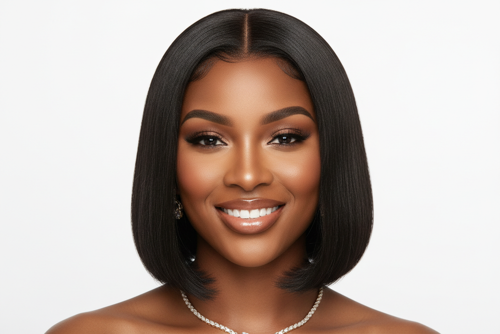 black woman wearing 8 inch bob