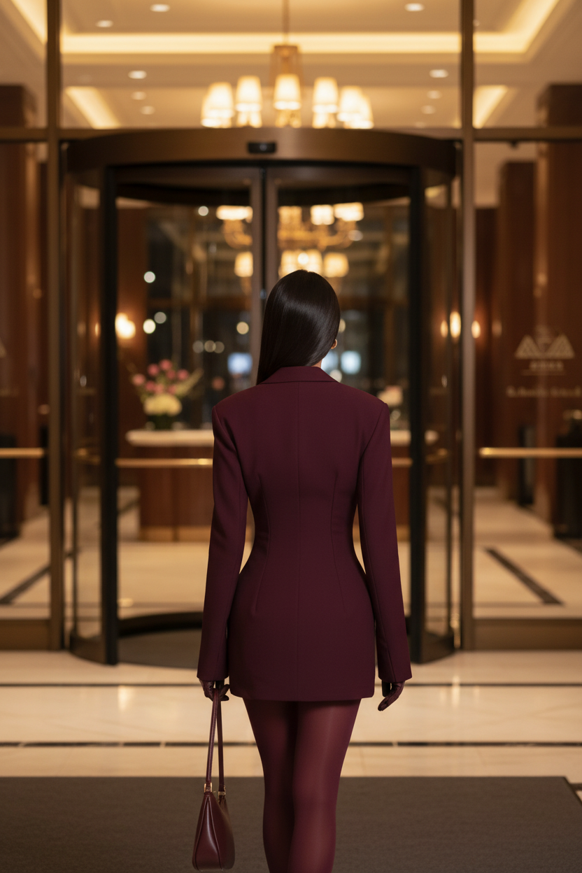 Blazer Dress Burgundy Back
