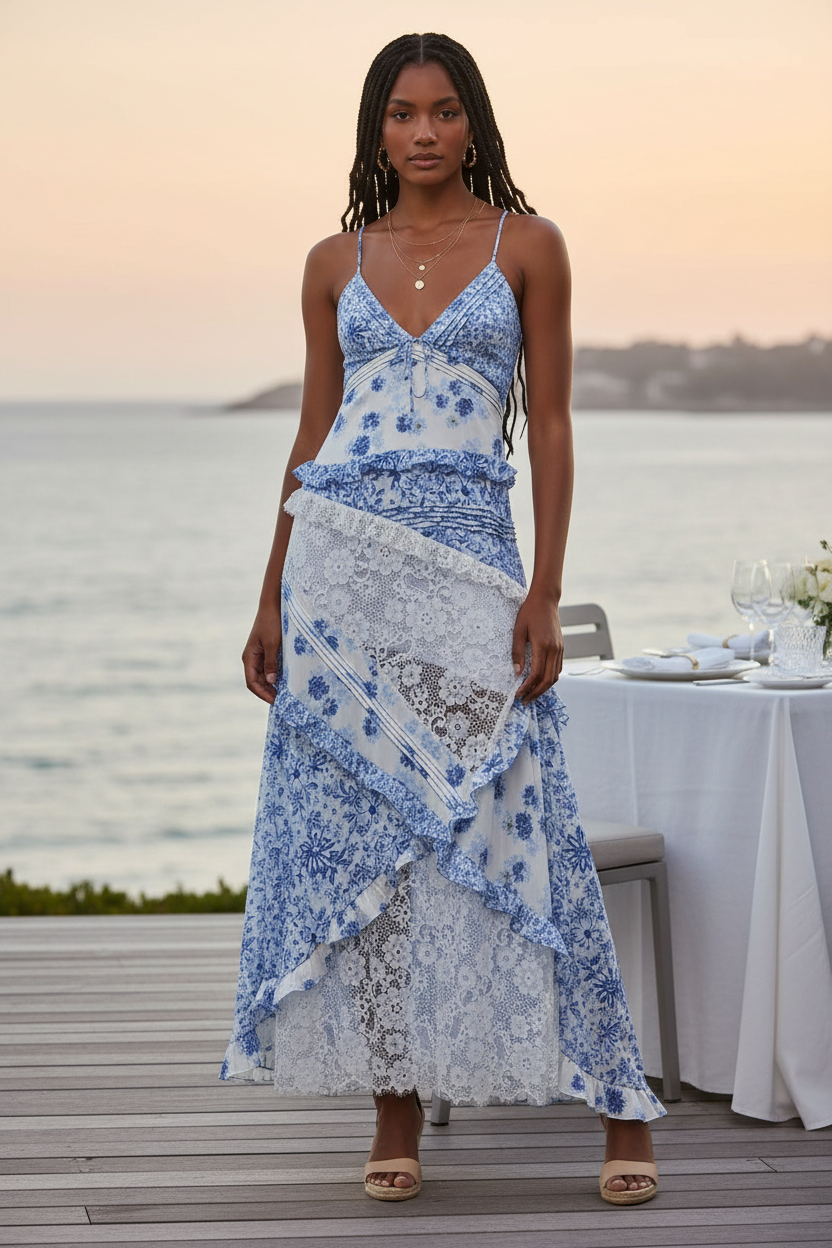 Blue floral maxi dress pin