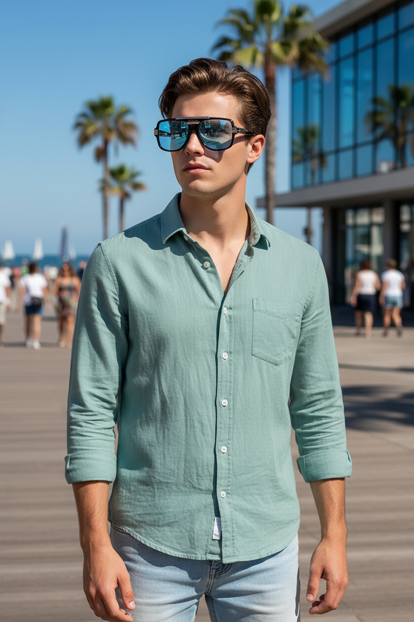 Blue lens variant on male model