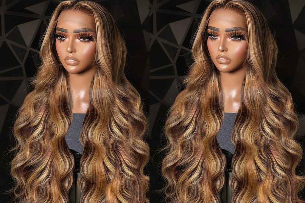 13X6 P4/27 BODYWAVE OMBRE HIGHLIGHT WIG| HD LACE| 100% HUMAN HAIR | 180% Density