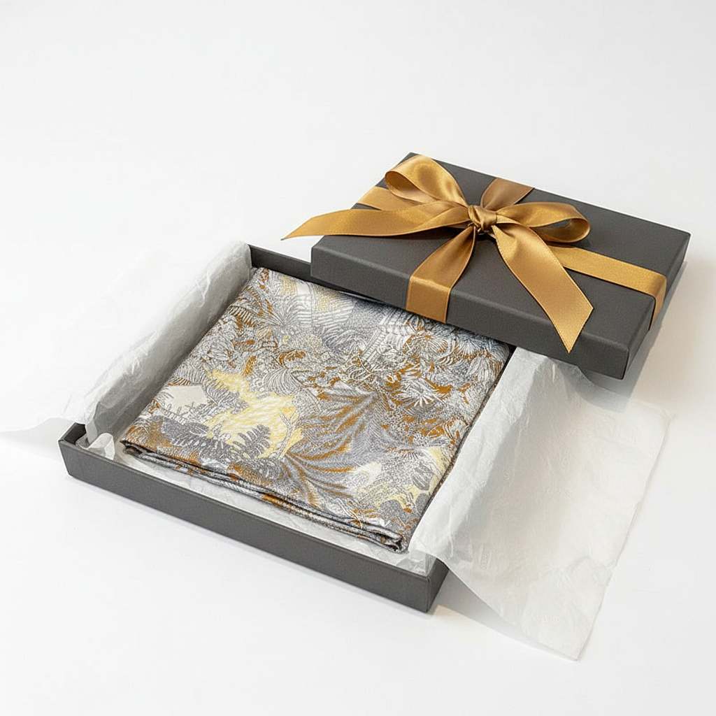 Botanical Scarf — Grey/Gold Gift