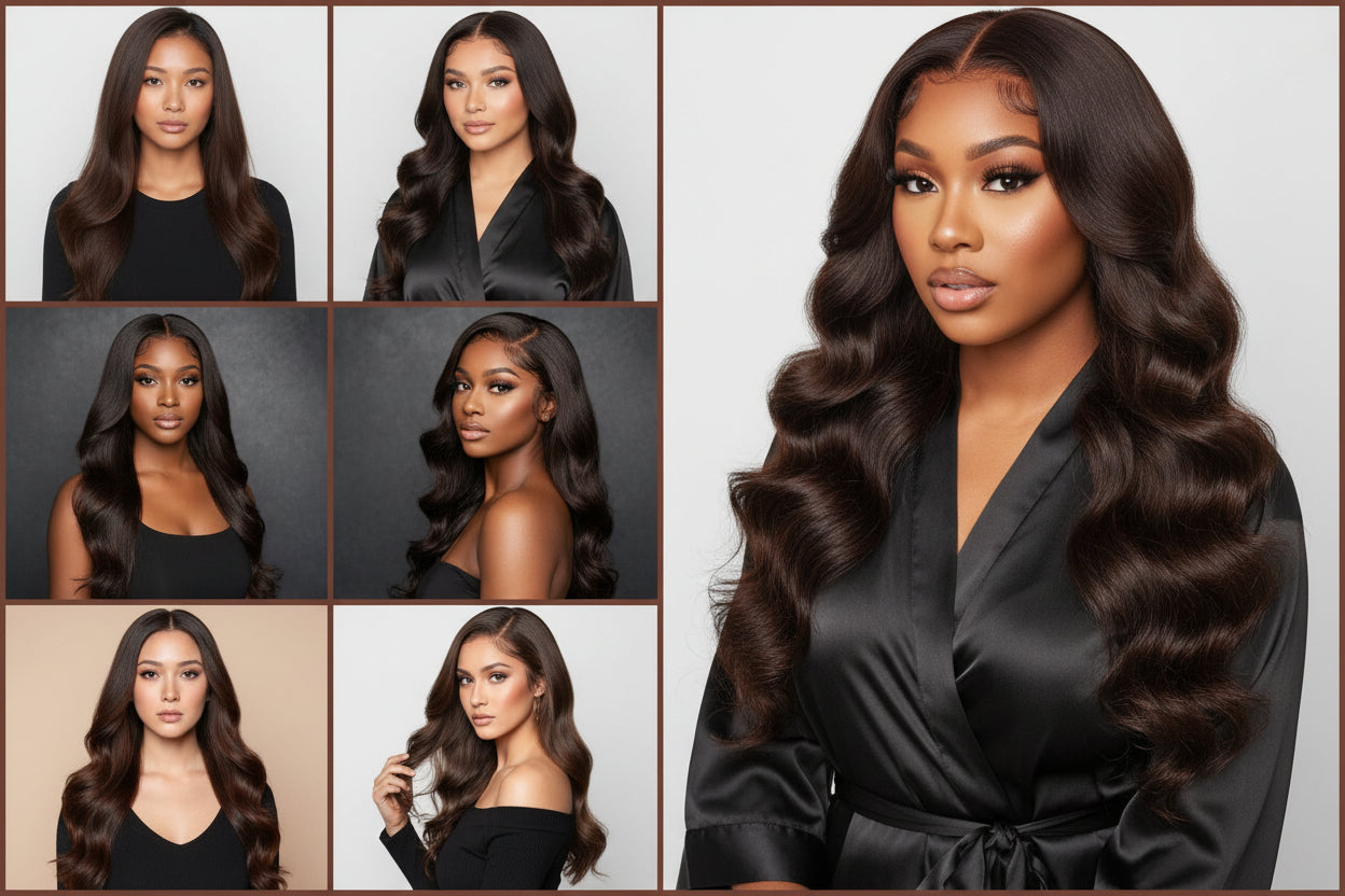 Chocolate Brown Body Wave 13x4 Lace Frontal Wig | HD Lace| 180% Density | 100% Human Hair | Pre Plucked With Baby Hair