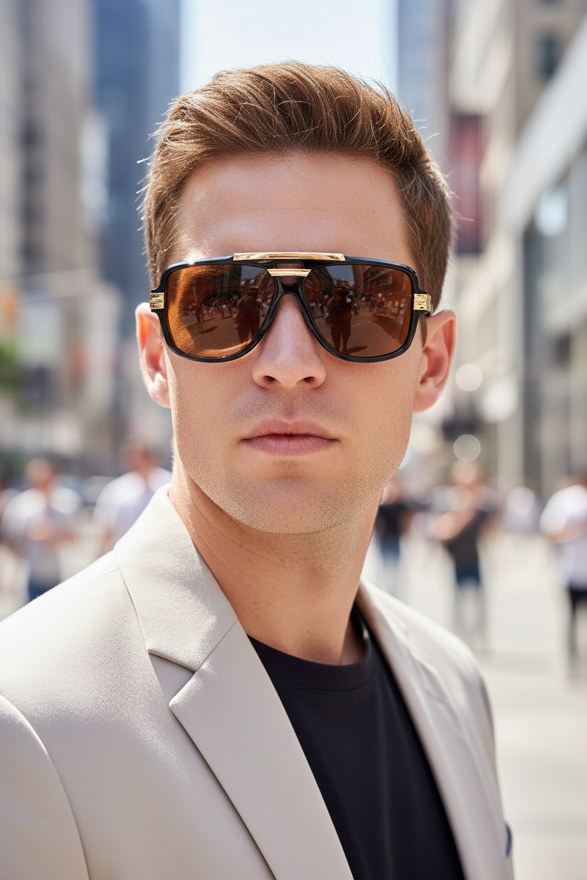 Brown lens variant on male model