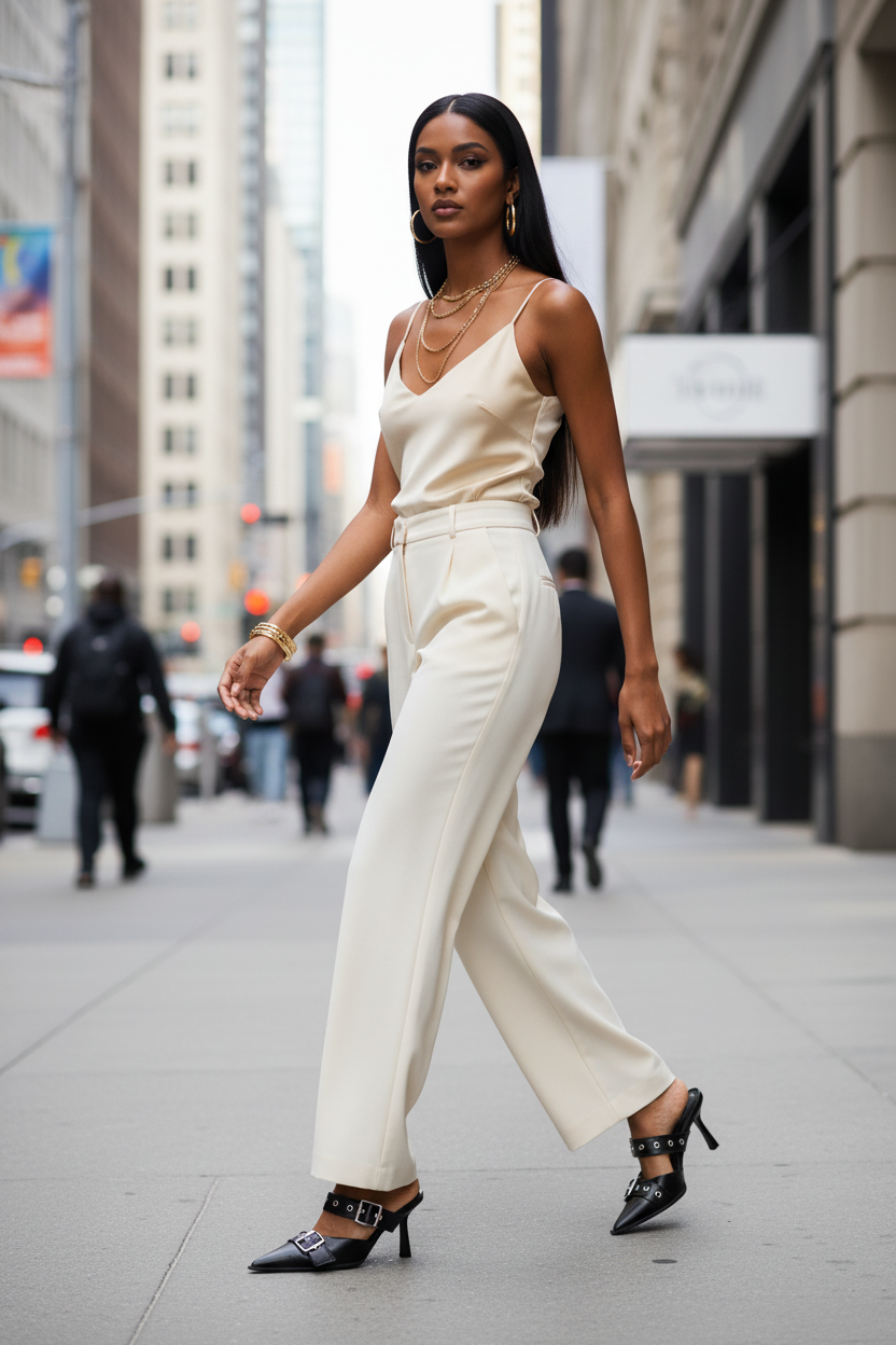 Buckle Mule - Black Street Style