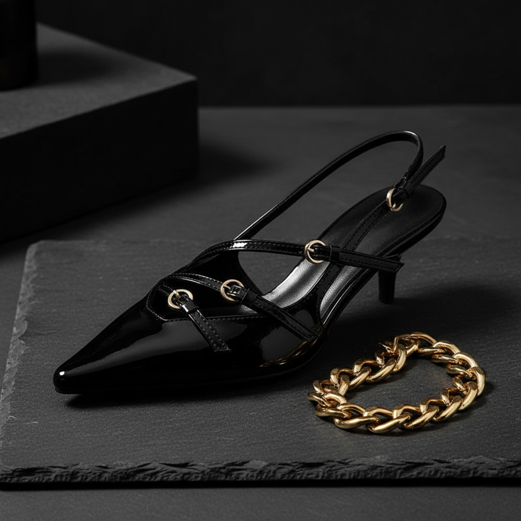 Buckle Slingback Black Still