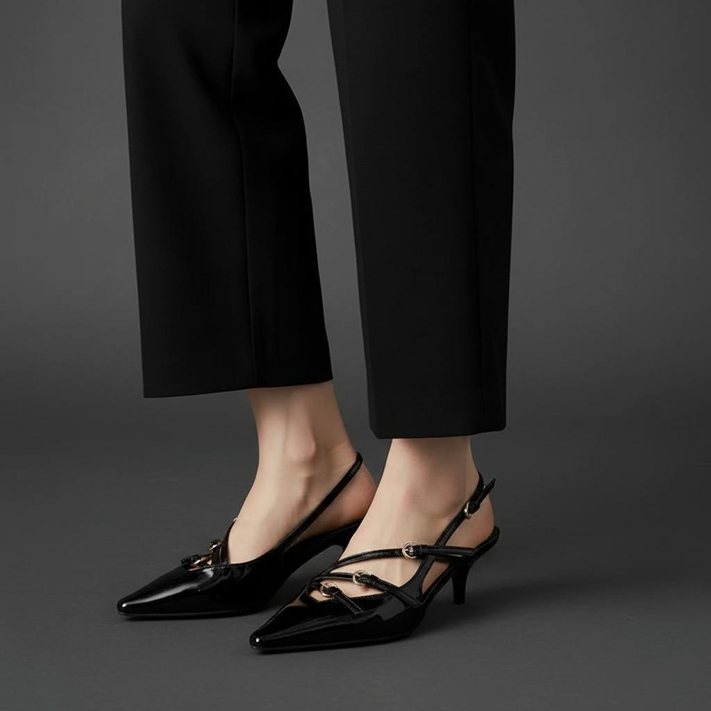 Buckle Slingback Black