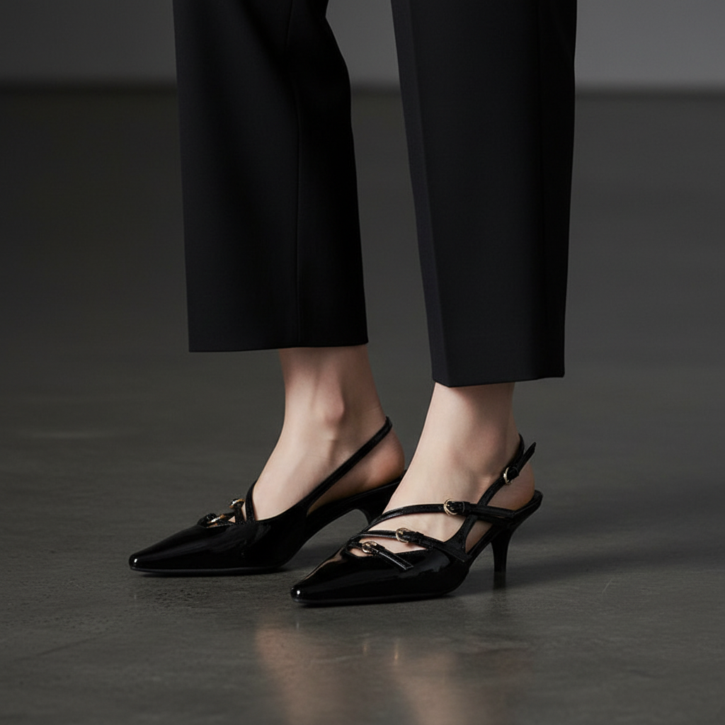 Buckle Slingback Black