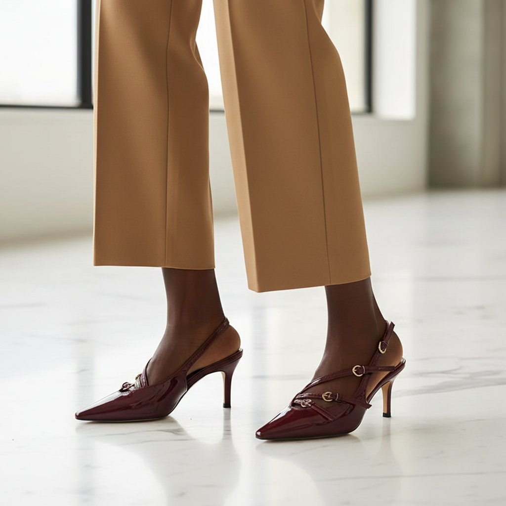 Buckle Slingback Burgundy