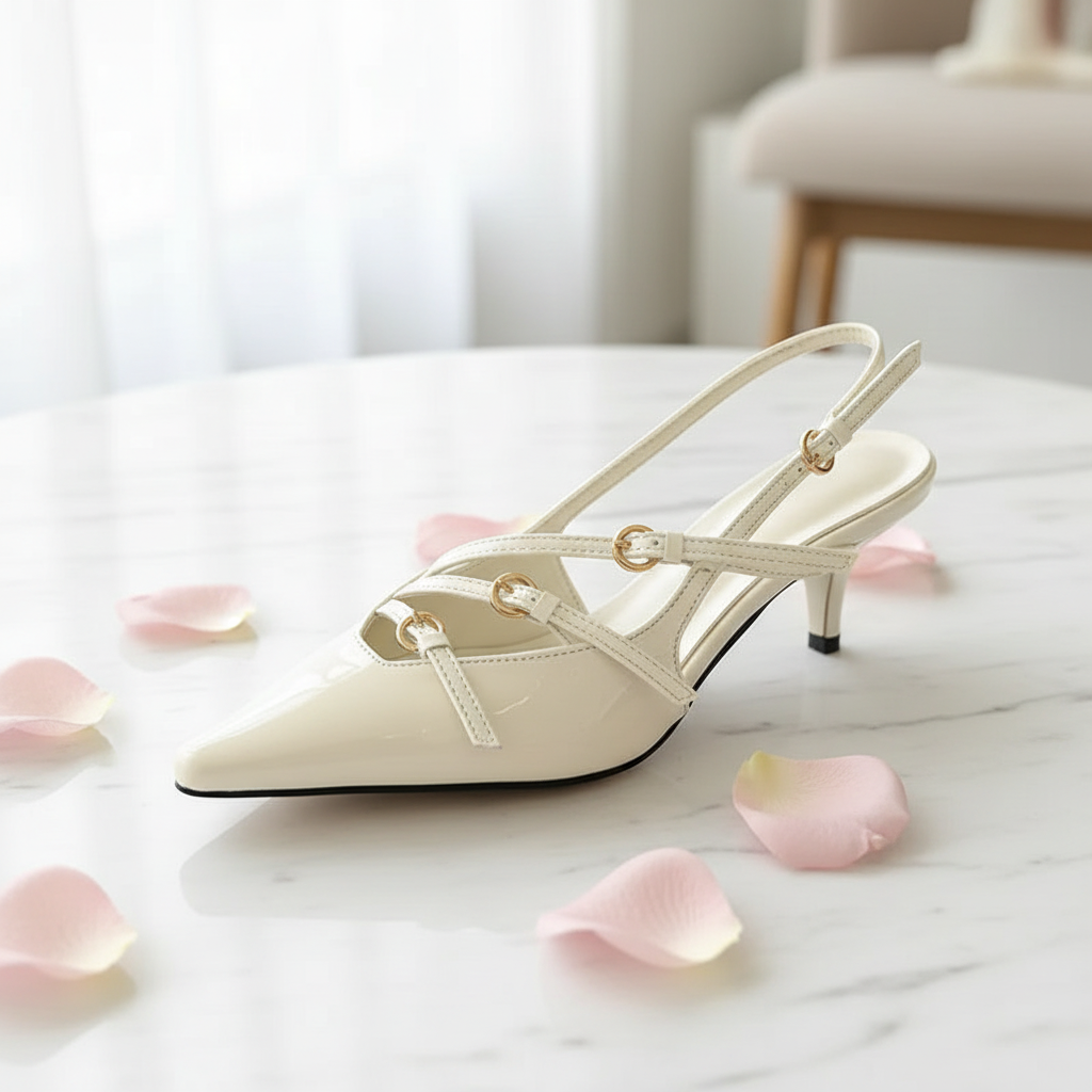 Buckle Slingback Ivory Still
