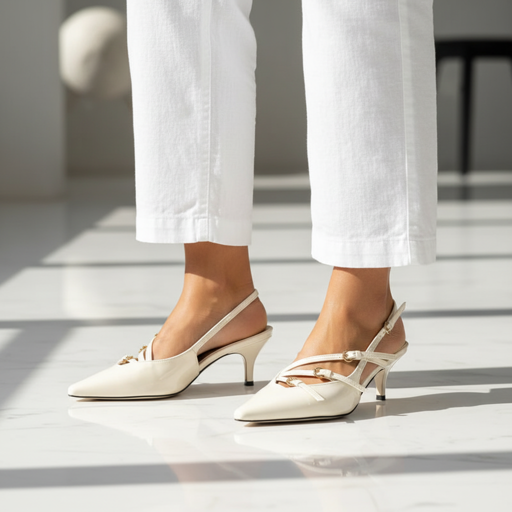 Buckle Slingback Ivory
