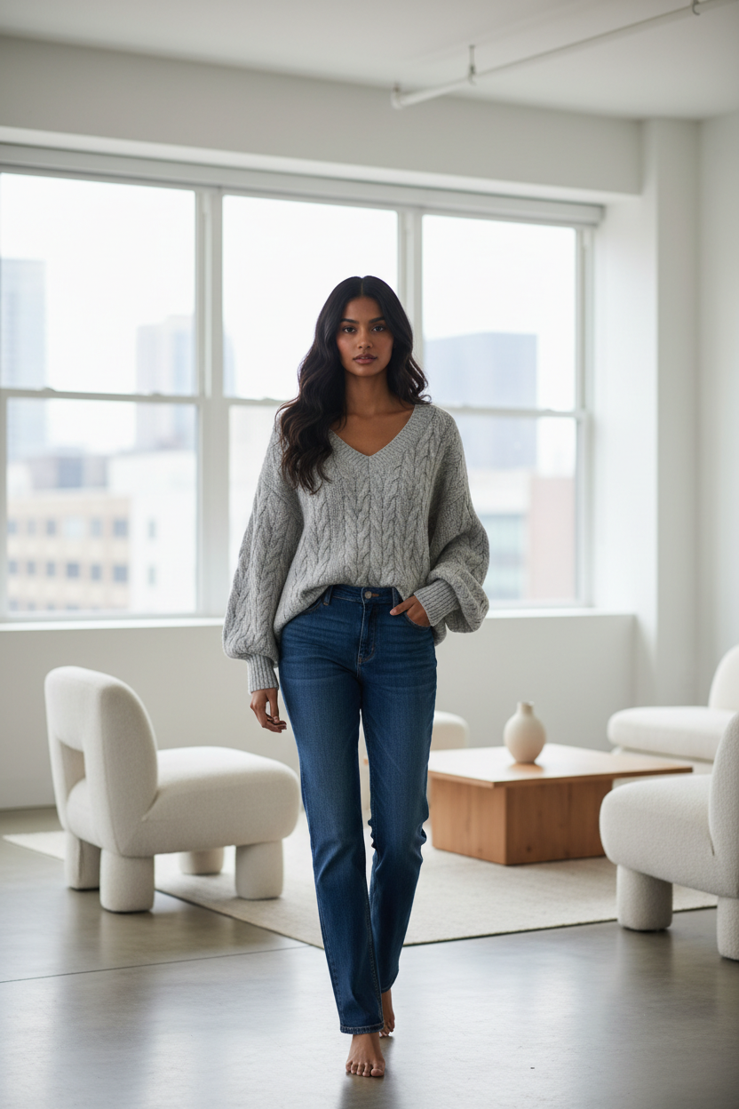 Cable Knit Hoodie Regular