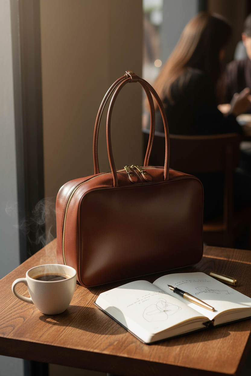 Café Morning Leather Tote