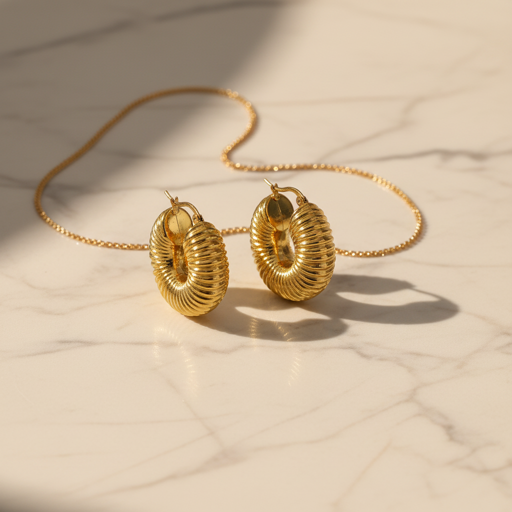 Chunky Hoop Earrings - Flatlay