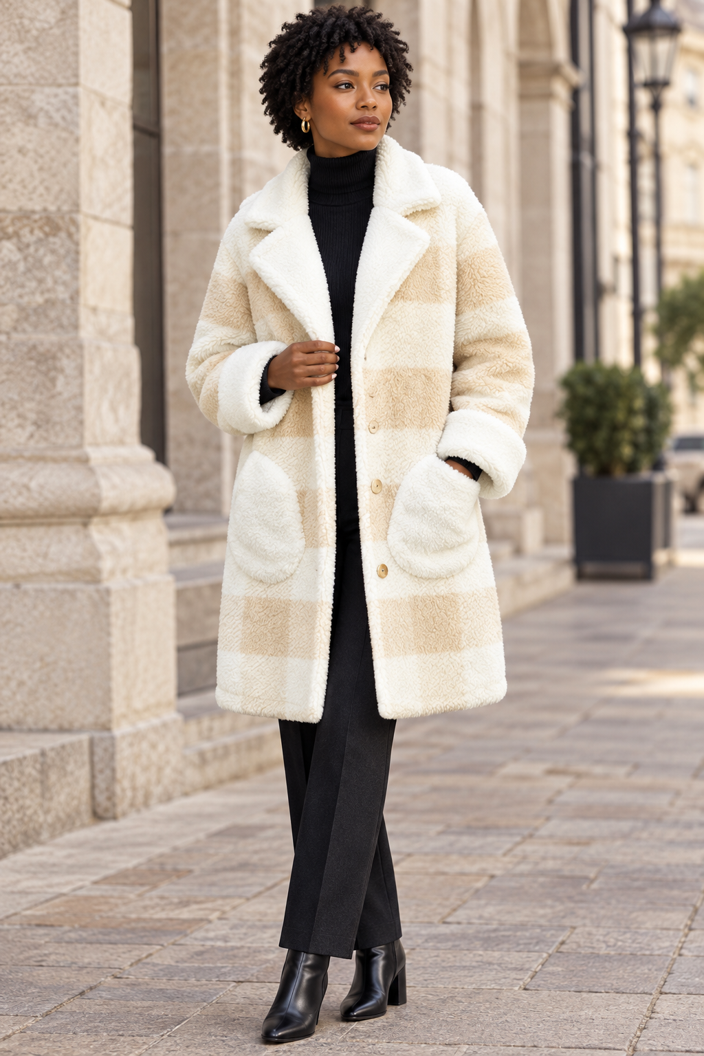 Coat lifestyle image, standing