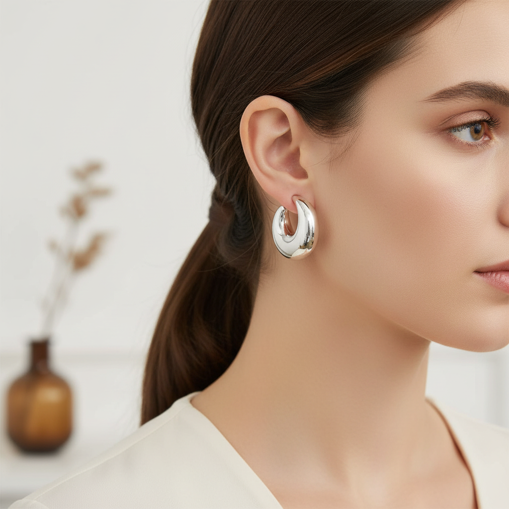 Corrected silver earring lifestyle