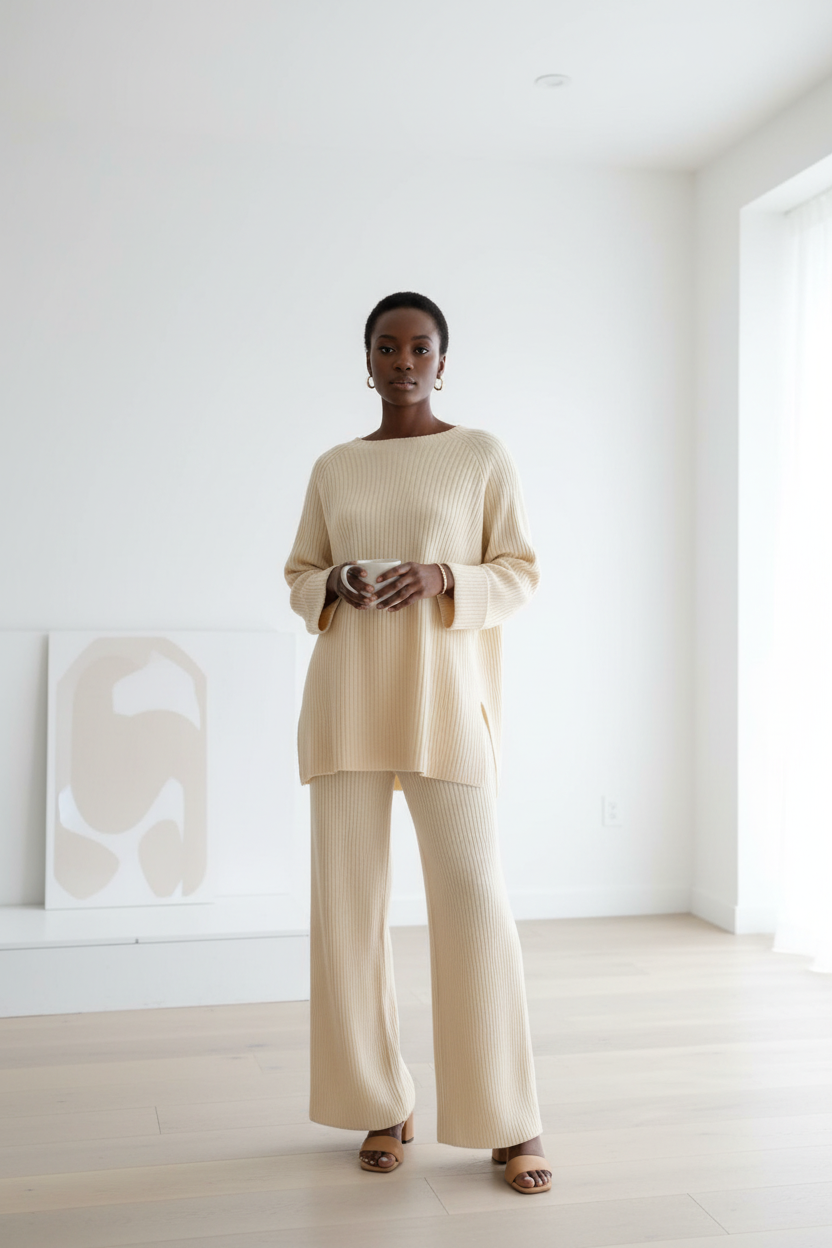Cream Knit Set
