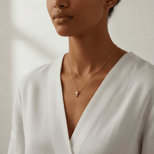Puffy Cross Pendant Necklace | 18K Gold Plated Stainless Steel | The PM Edit - The PM Edit