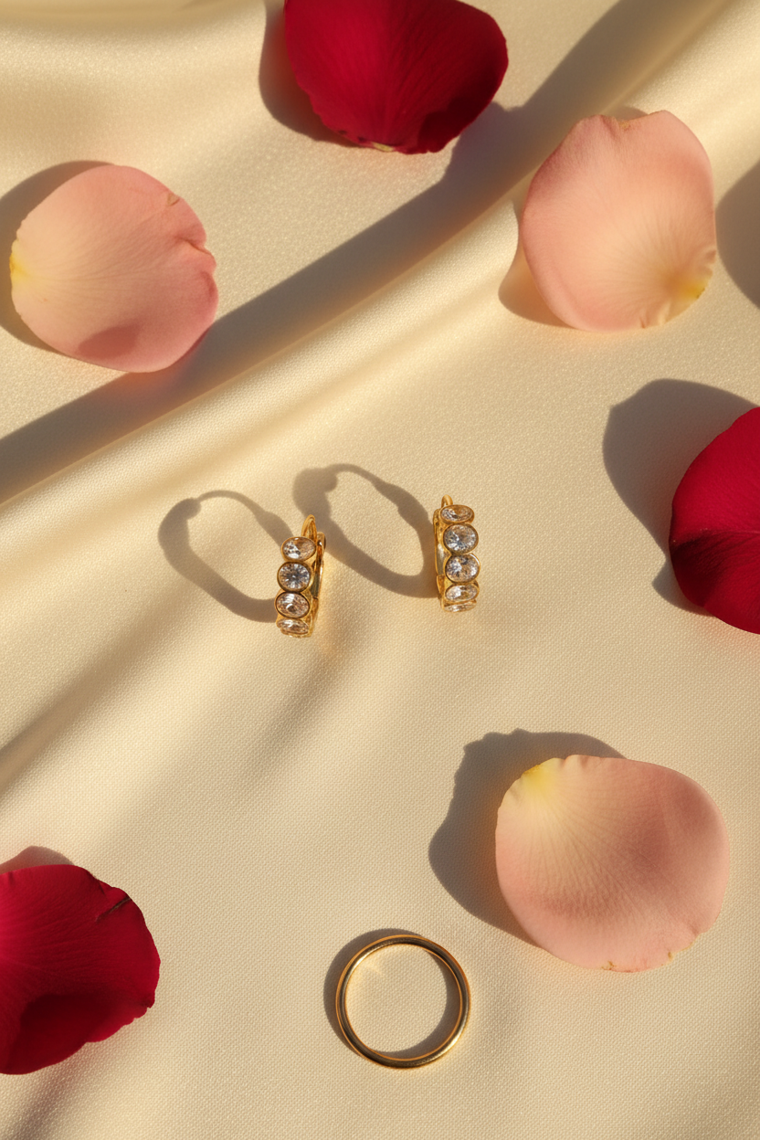 Crystal Bezel Hoops Flat Lay