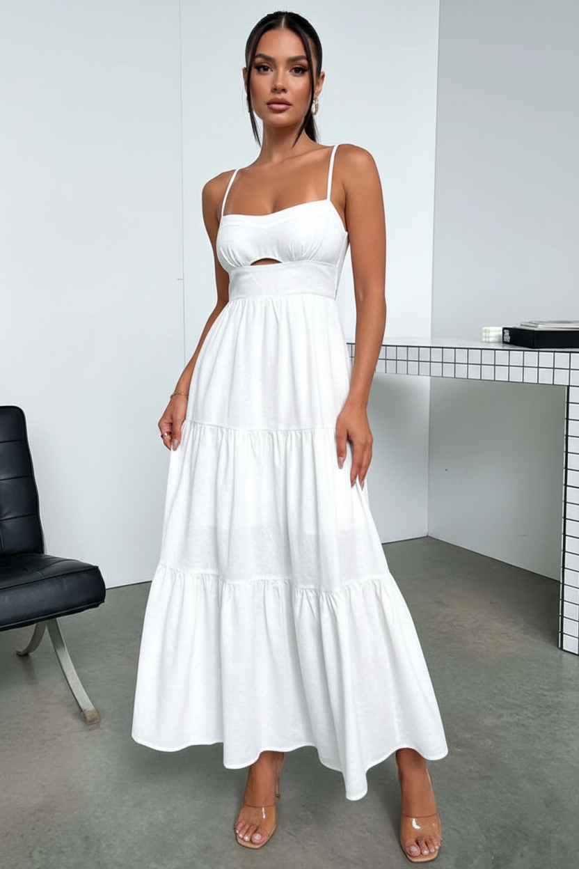 Cut-Out Tiered Dress - Model Shot