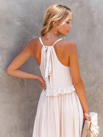 Load image into Gallery viewer, Ruffled Sleeveless Tiered Maxi Dress with Pockets – Effortless &amp; Chic
