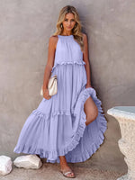 Load image into Gallery viewer, Ruffled Sleeveless Tiered Maxi Dress with Pockets – Effortless &amp; Chic
