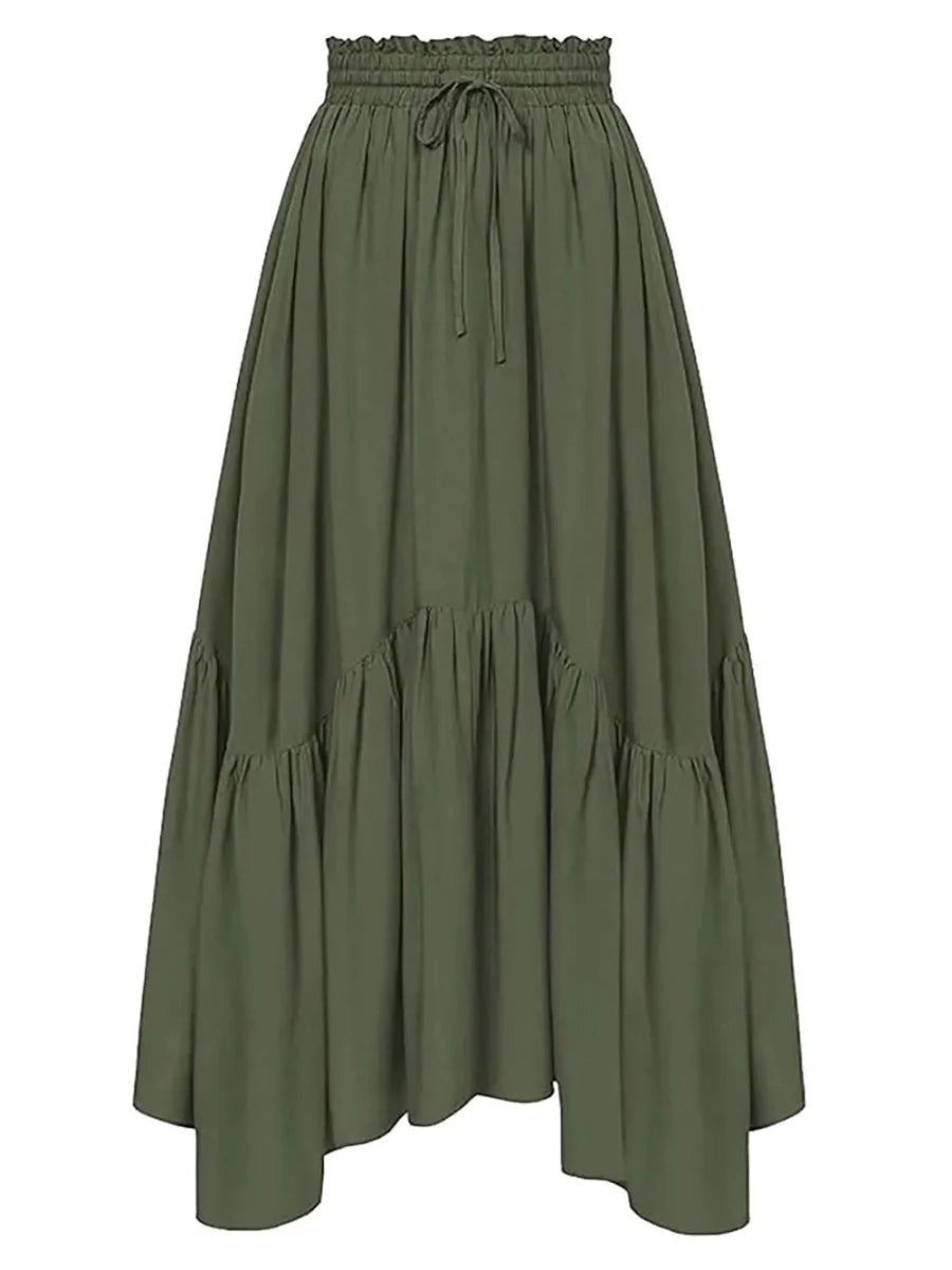 Smocked Waist Band Ruched Layered Skirt - The PM Edit