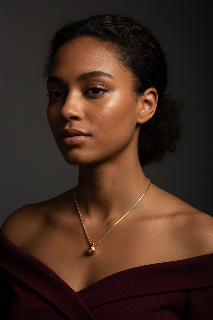 Deep Red Zircon Necklace Lifestyle