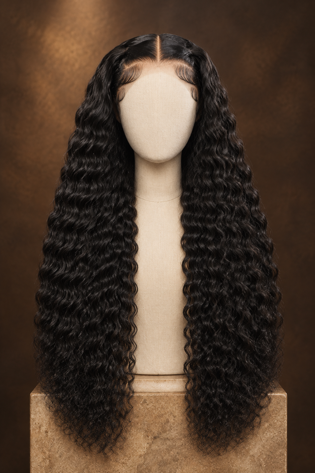 Deep-wave wig front mannequin display