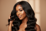 Load image into Gallery viewer, display of woman wearing 5"x5" Body Wavy Wear &amp; Go Glueless #1B Lace Closure Wig-100% Human Hair in 20 inches
