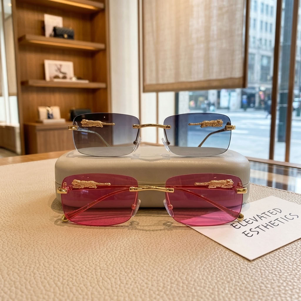 Luxury Rimless Rectangle Sunglasses - Gradient Lenses Y2K Retro Tinted Eyewear