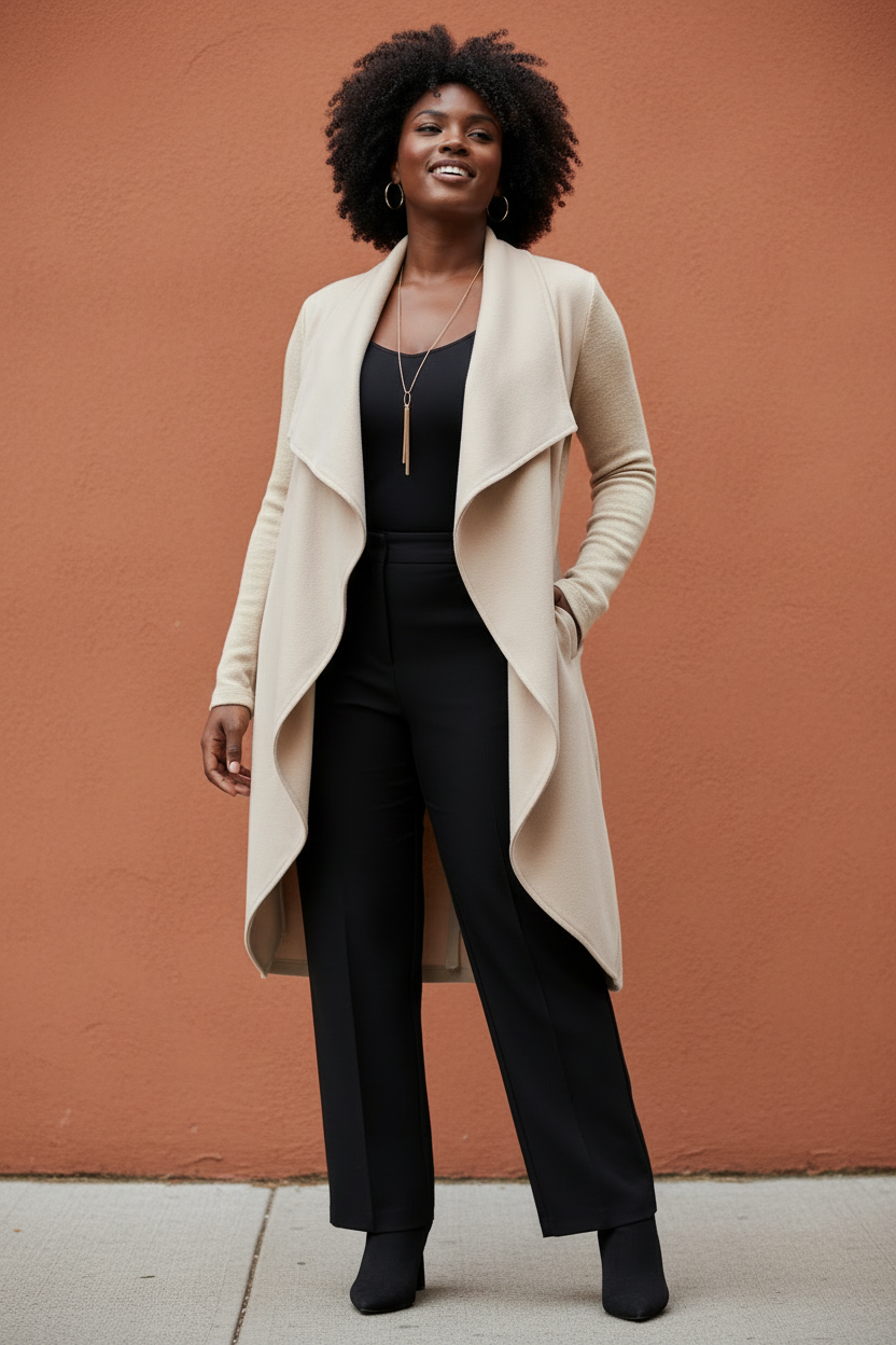 Draped Coat - Beige Terracotta