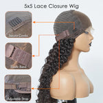 Load image into Gallery viewer, 5x5 Glueless Lace Closure Wig 180% Density Deep Wave
