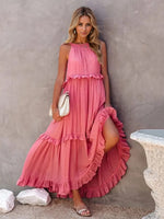 Load image into Gallery viewer, Ruffled Sleeveless Tiered Maxi Dress with Pockets – Effortless &amp; Chic
