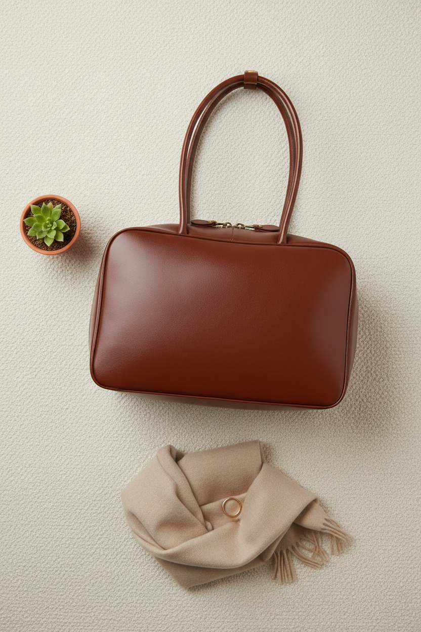 Flat Lay Leather Tote
