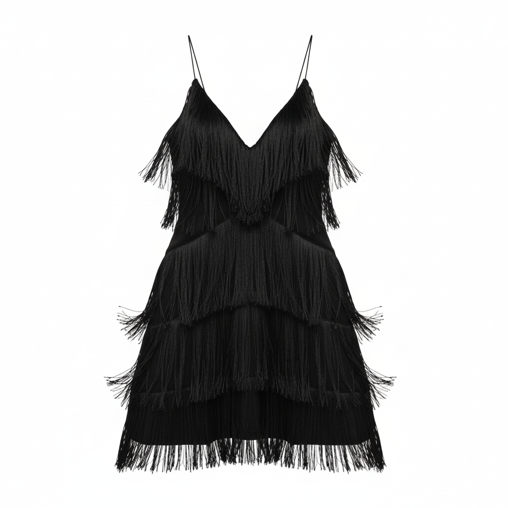 Fringe Dress Black Solo
