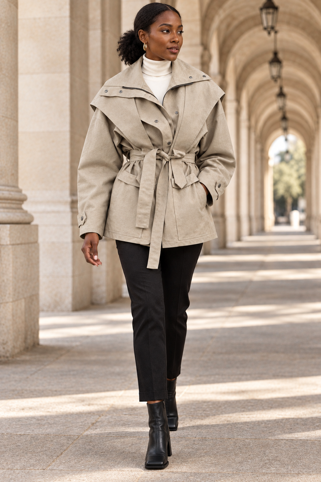 Front-facing lookbook with square-toe boots
