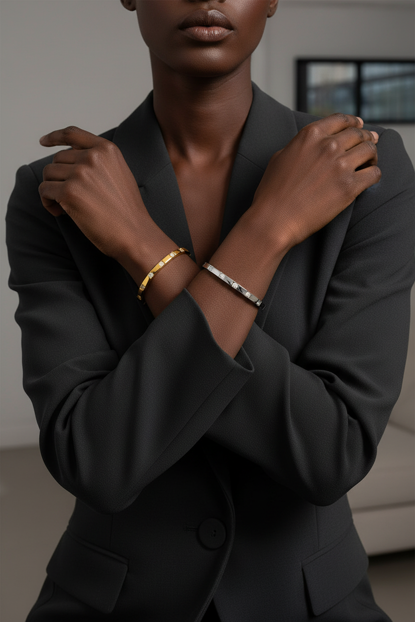 Gold and Platinum YH568A bangle lifestyle