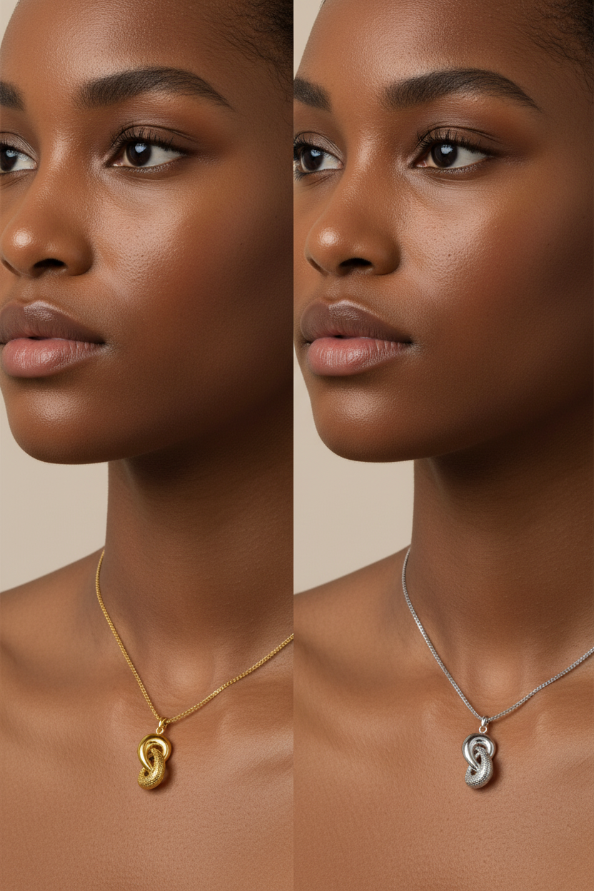 Gold and silver pendant necklace lifestyle image