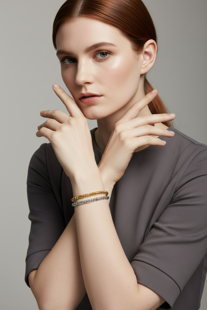 Gold and Steel bangle lifestyle