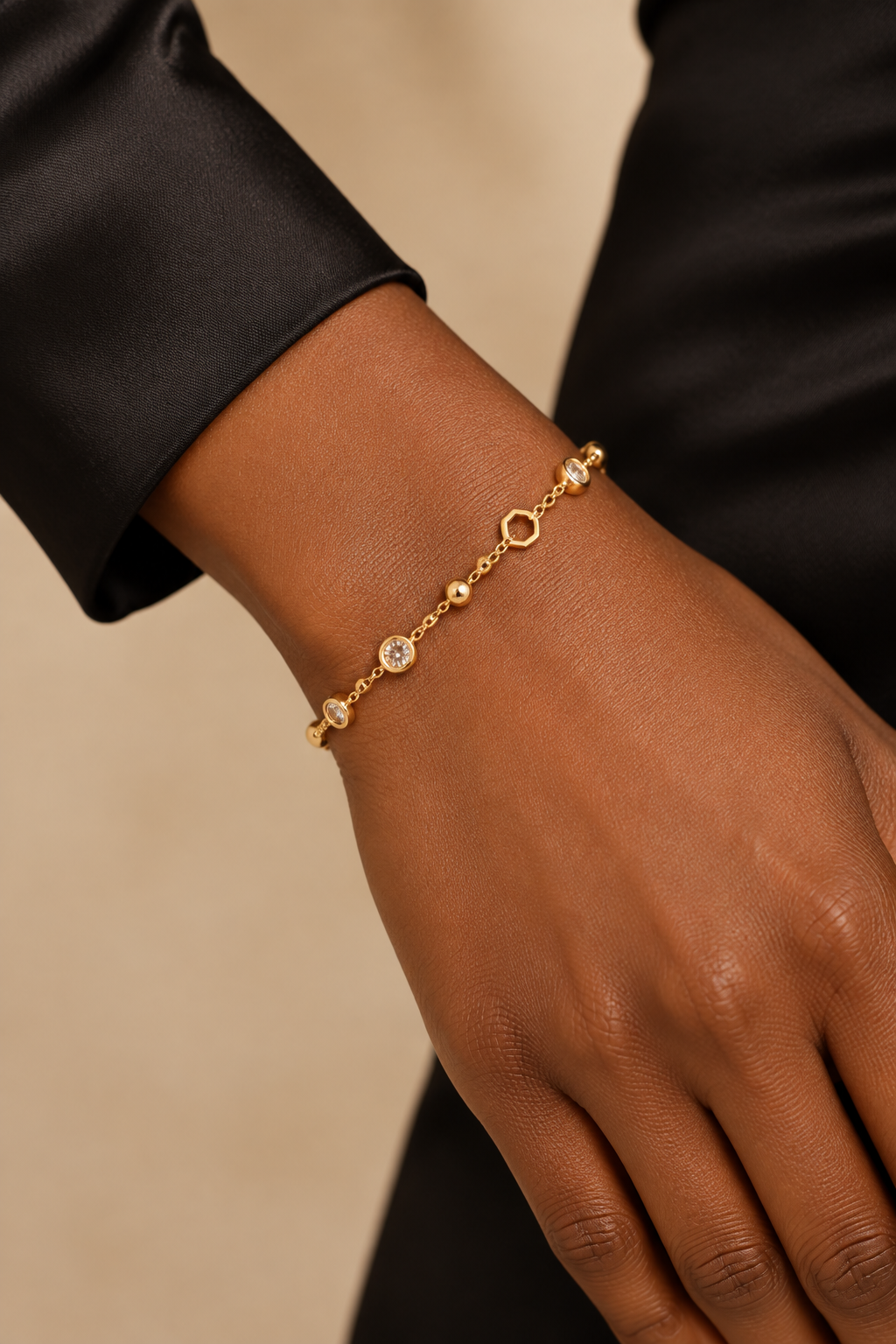Gold bracelet close-up