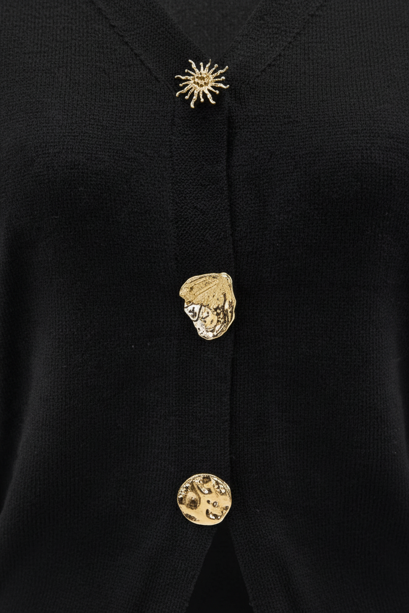 Gold Button Cardigan - Detail Shot