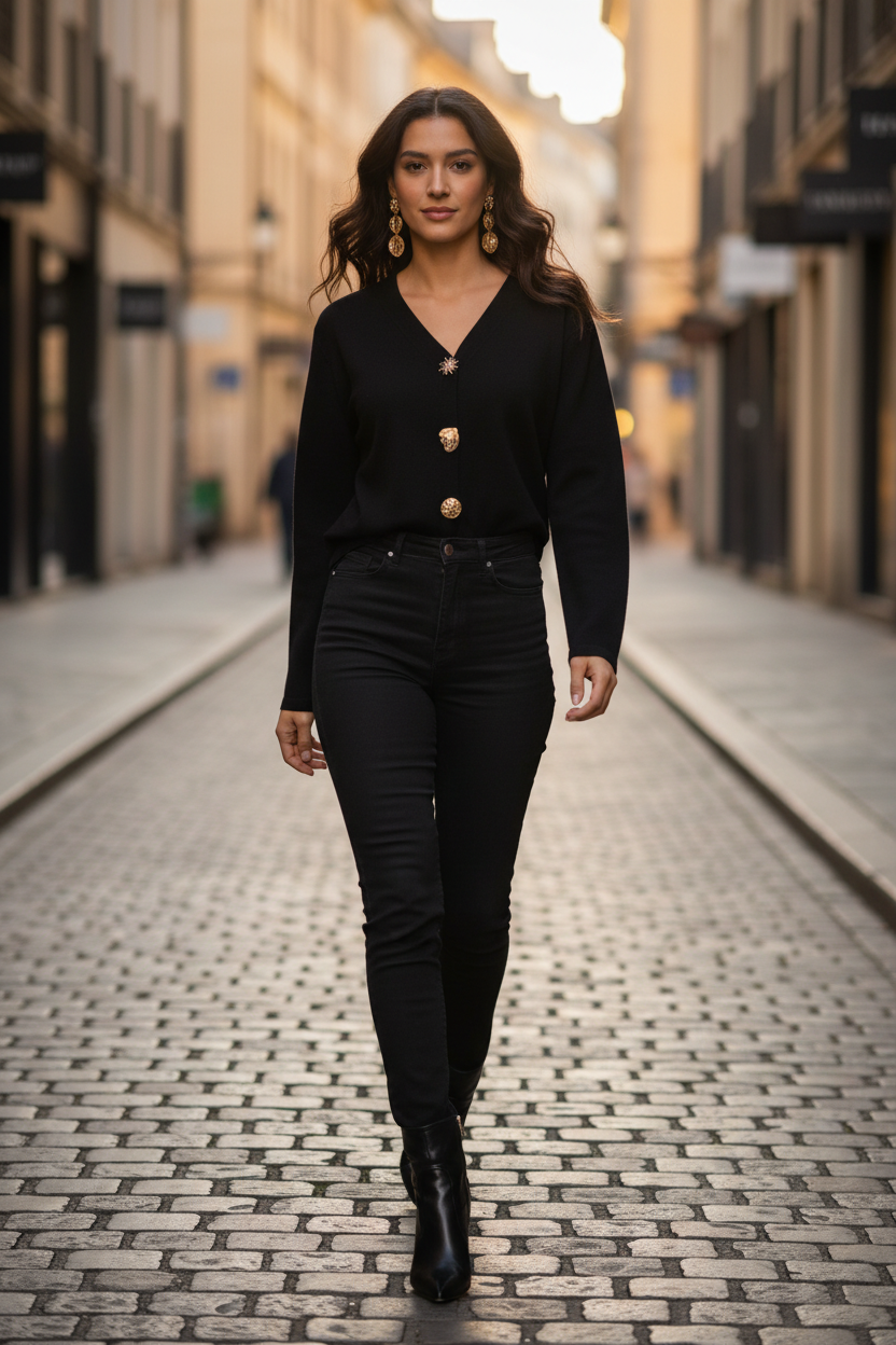 Gold Button Cardigan - Street