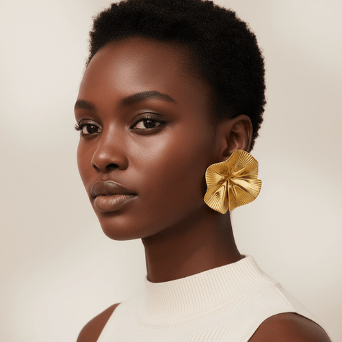 PVD Gold-Plated Stainless Steel Flower Stud Earrings - The PM Edit