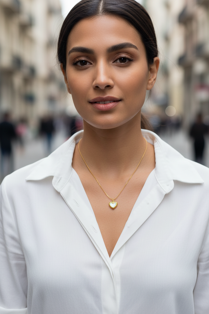 Gold heart necklace everyday pin
